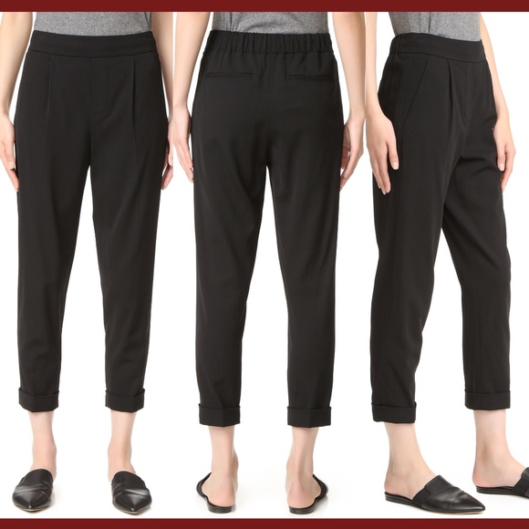 NEW‎ $345 Vince Pull-On Tapered Trousers Pants In Black [SZ Medium ] - Picture 1 of 8